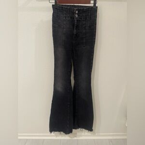 Free People We The Free Jeans Womens 25 Black Jayde Flare High Rise Stretch